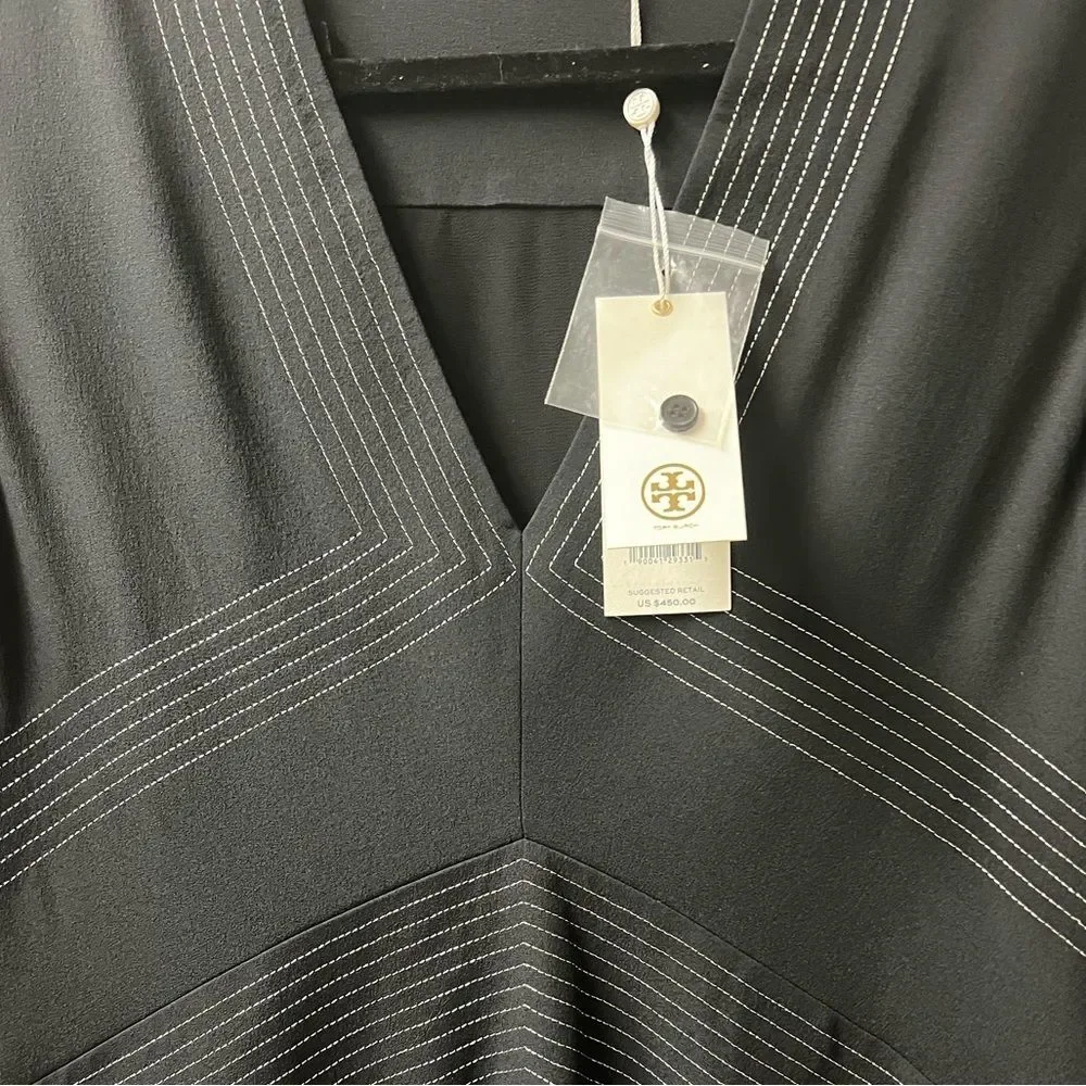 NWT Tory Burch Varenne Tunic Dress Black 100% Silk Size 6 | $450‎ Retail